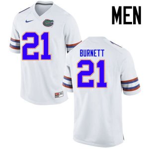 Men's Florida Gators #21 McArthur Burnett NCAA Nike White Authentic Stitched College Football Jersey MNW4162YX